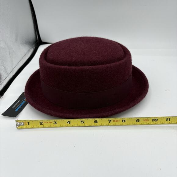 Different Touch Hat Womens Size XL 7 1/2‎ Wool Fedora Burgundy Ribbon Tie - Picture 8 of 15